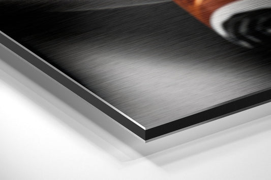 Red Lips Biting Lit Cigar Close Up Brushed Aluminum Dibond Wall Art