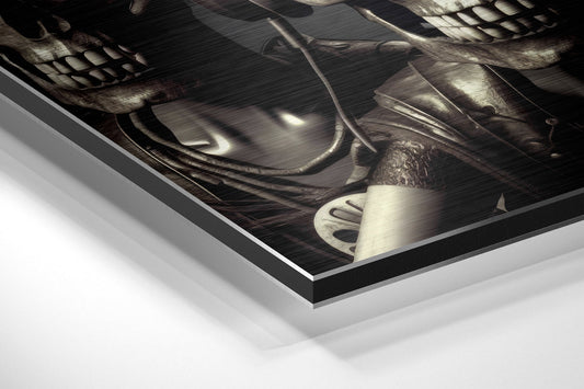 Skulls Having Fun Brushed Aluminum Dibond Wall Art