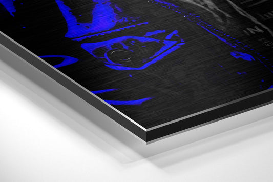 Electric Blue Hoodie Ape Aluminum Brushed Aluminum Dibond Wall Art