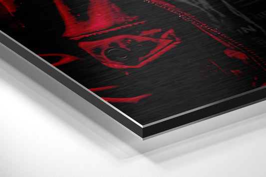 Red Hoodie Ape Portrait Aluminum Brushed Aluminum Dibond Wall Art