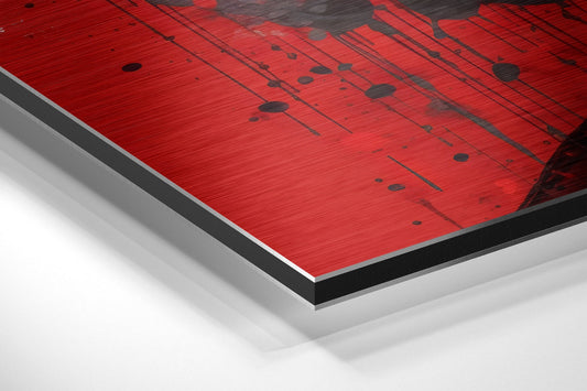 Red Splatter Wild Haired Genius Brushed Aluminum Dibond Wall Art