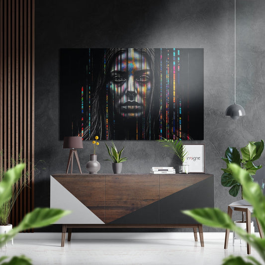 Woman in Lines Brushed Aluminum Dibond Wall Art