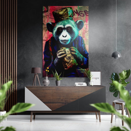 Little Monkey Brushed Aluminum Dibond Wall Art