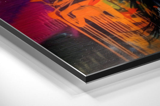 Orange Headscarf Graffiti Woman Brushed Aluminum Dibond Wall Art