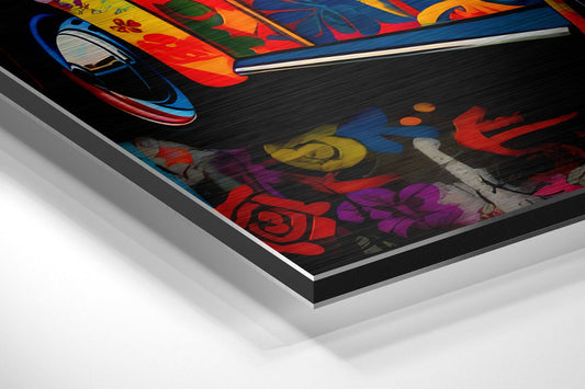 Classic Compact Car Brushed Aluminum Dibond Wall Art