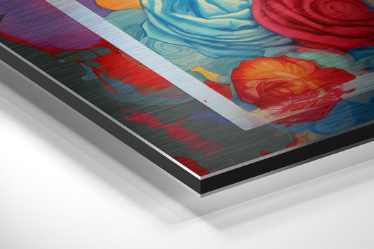 Balloons and Roses Woman Brushed Aluminum Dibond Wall Art