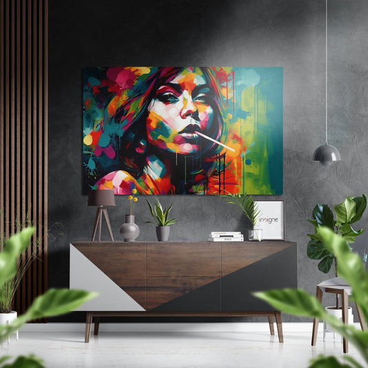 Vivid Paint Splash Woman Brushed Aluminum Dibond Wall Art