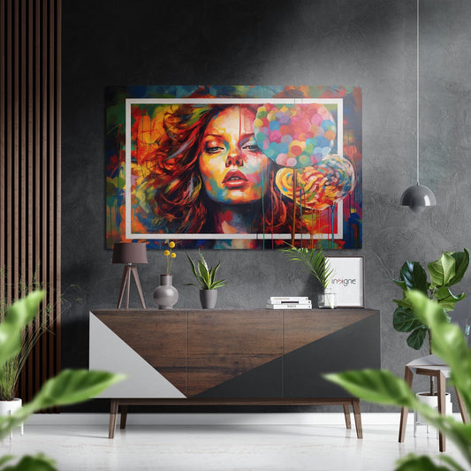 Auburn Hair Gumball Woman Brushed Aluminum Dibond Wall Art