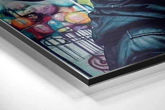 Rainbow Beanie Graffiti Woman Brushed Aluminum Dibond Wall Art