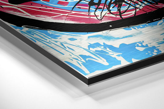 Kandinsky Black Drip Lines Primary Brushed Aluminum Dibond Wall Art