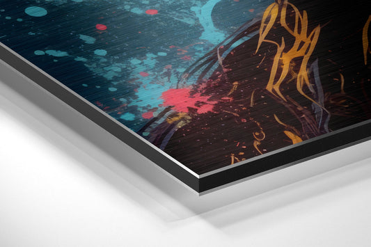 Striped Aviator Chimp Teal Splatter Brushed Aluminum Dibond Wall Art
