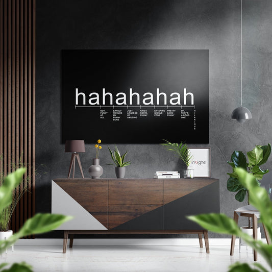 Black Laughter Scale Hahaha Typography Brushed Aluminum Dibond Wall Art