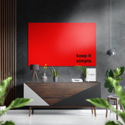 Red Panel Black Text Keep It Simple Brushed Aluminum Dibond Wall Art