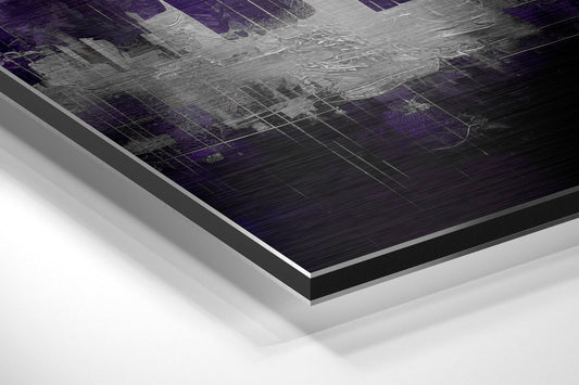 Purple Haze City Skyline Brushed Aluminum Dibond Wall Art