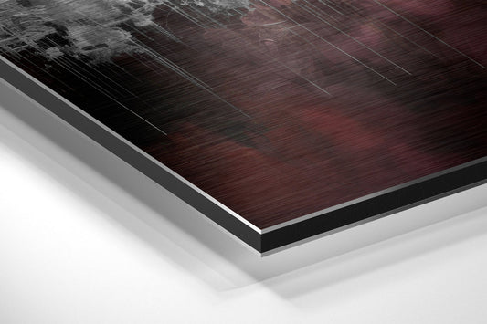 Burgundy Reflected City Skyline Brushed Aluminum Dibond Wall Art