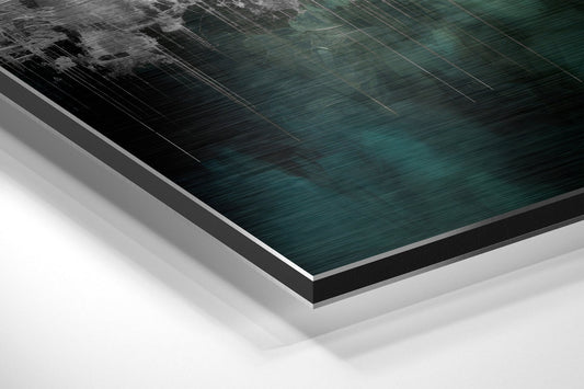 Teal Reflected City Skyline Brushed Aluminum Dibond Wall Art