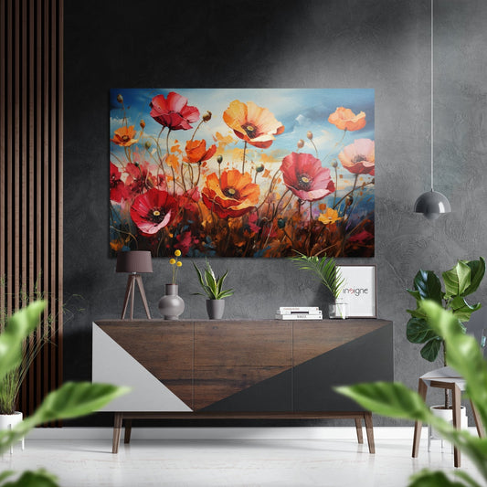 Poppies Brushed Aluminum Dibond Wall Art