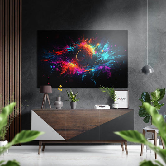 Swirling Vortex Color Splash Brushed Aluminum Dibond Wall Art
