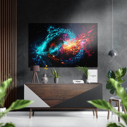 Colliding Energy Streams Brushed Aluminum Dibond Wall Art