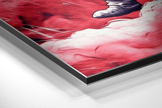 Crimson Smoke Cloud Astronaut Brushed Aluminum Dibond Wall Art