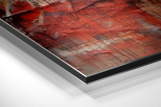 Crimson Textured Boxing Punch Scene Brushed Aluminum Dibond Wall Art