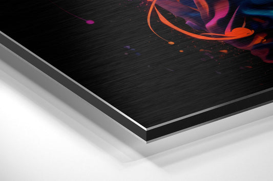 Rainbow Burst on Black Astronaut Brushed Aluminum Dibond Wall Art