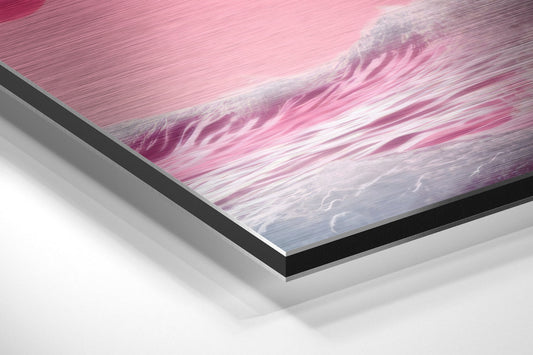 Surf in Pink Planet Brushed Aluminum Dibond Wall Art