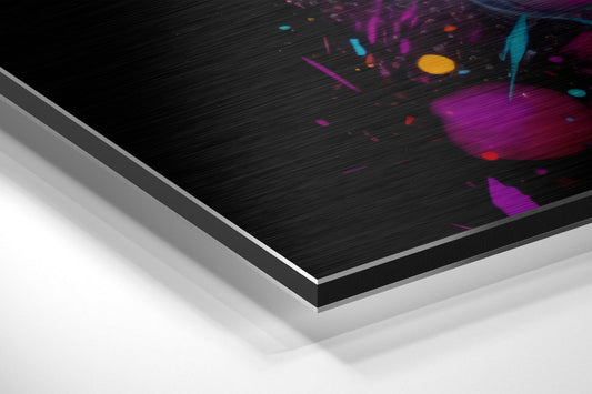 Rainbow Paint Splash Genius Portrait Brushed Aluminum Dibond Wall Art