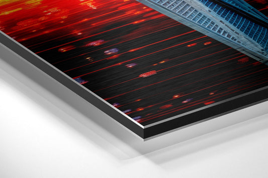 Digital Glitch Stripes Starfighter Brushed Aluminum Dibond Wall Art