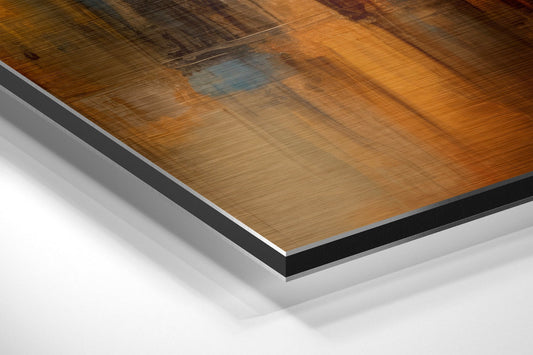 Amber Silhouette Crowd Skyline Brushed Aluminum Dibond Wall Art
