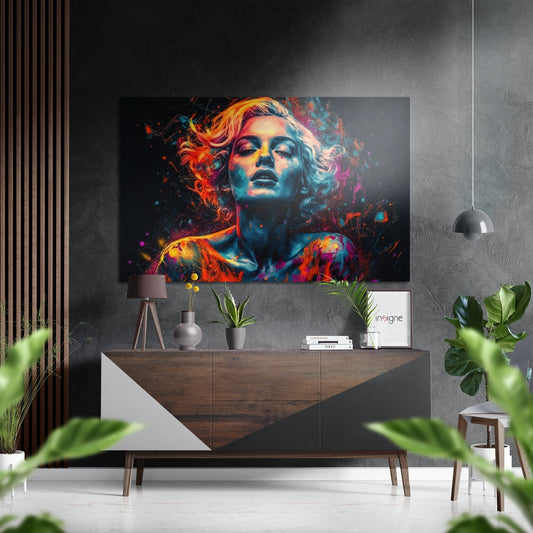 Coral Burst Chin Up Blonde Muse Brushed Aluminum Dibond Wall Art