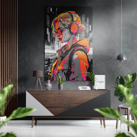 Woman and the Music Brushed Aluminum Dibond Wall Art