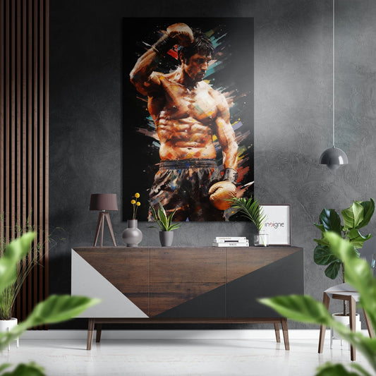 Colorful Splash Boxer in Gloves Brushed Aluminum Dibond Wall Art