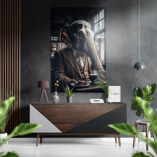 Elephant the Gentleman Brushed Aluminum Dibond Wall Art