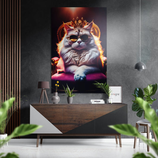 Cat King Brushed Aluminum Dibond Wall Art