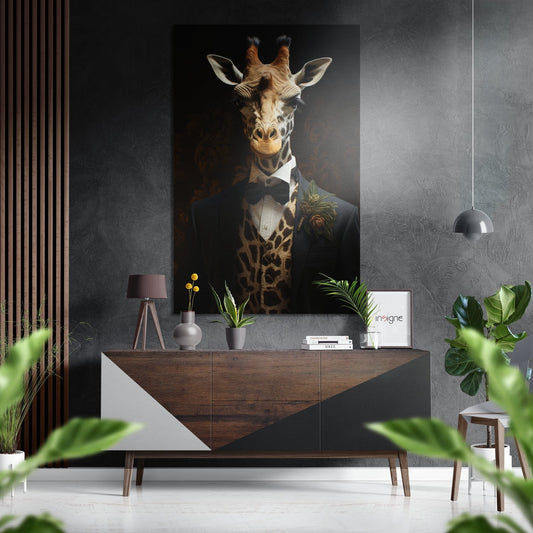Mr. Giraffe Brushed Aluminum Dibond Wall Art