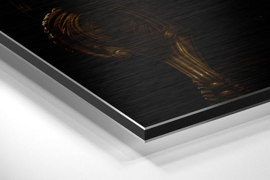 Black Tuxedo Lion With Champagne Glass Brushed Aluminum Dibond Wall Art