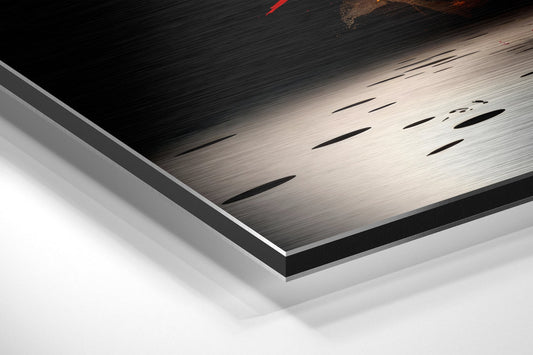 Fiery Blast Charging Painted Bull Brushed Aluminum Dibond Wall Art