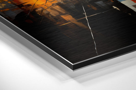 City at Night Brushed Aluminum Dibond Wall Art