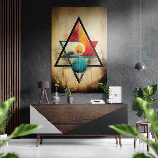 Overlapping Triangles Sun and Moon Brushed Aluminum Dibond Wall Art