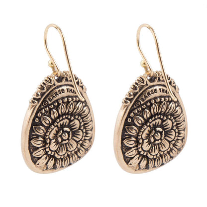 Agave Genuine Blue Turquoise and Golden Drop Earrings Otarealm