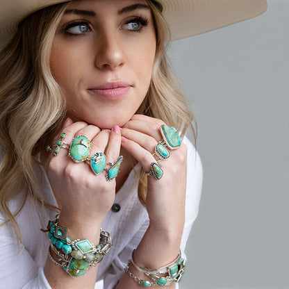 Anemone Blue Turquoise and Sterling Silver Statement Ring