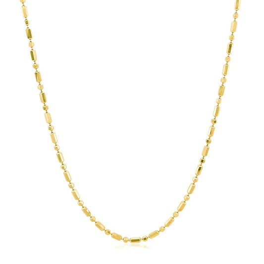14k Yellow Gold Diamond-Cut Alternating Bead Chain 1.5mm