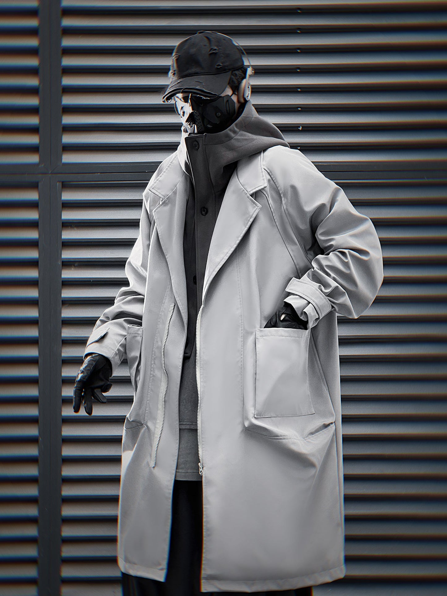 HiJ36 Grey Urban Trench Coat