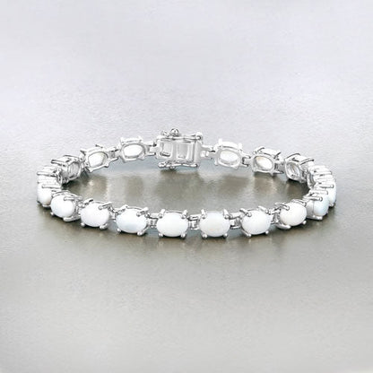 10.26 Carat Genuine Opal .925 Sterling Silver Bracelet
