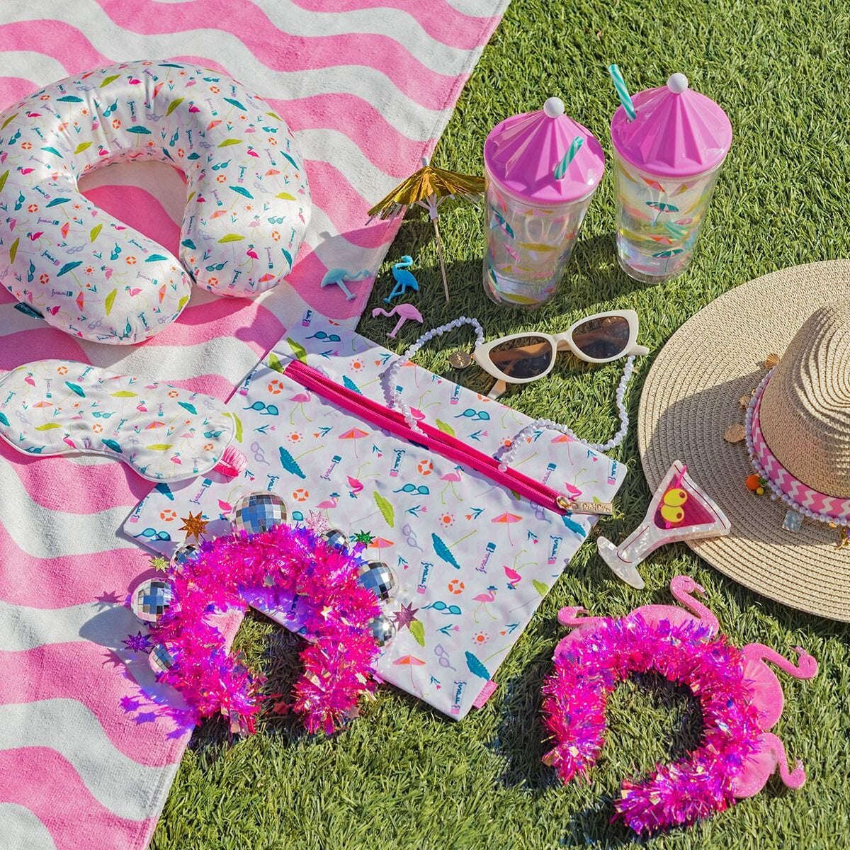 Flamingo Drink Charm & Umbrella Stirrers Set Otarealm