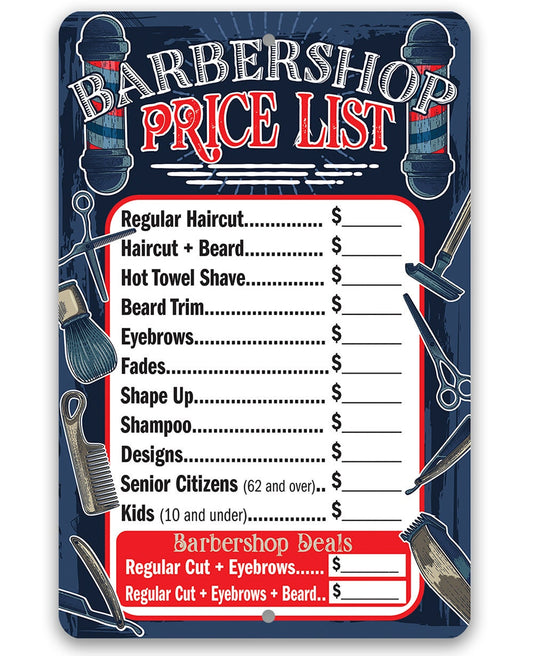 Barbershop Price List - Metal Sign