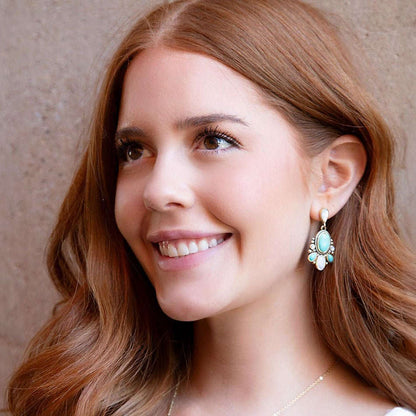 Barcelona Turquoise and Mother of Pearl Post Drop Earrings Otarealm