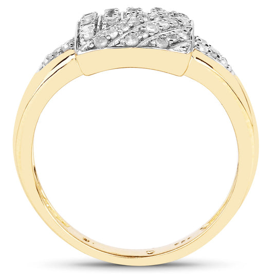 14K Yellow Gold Plated 0.23 Carat Genuine White Diamond .925 Sterling Silver Ring