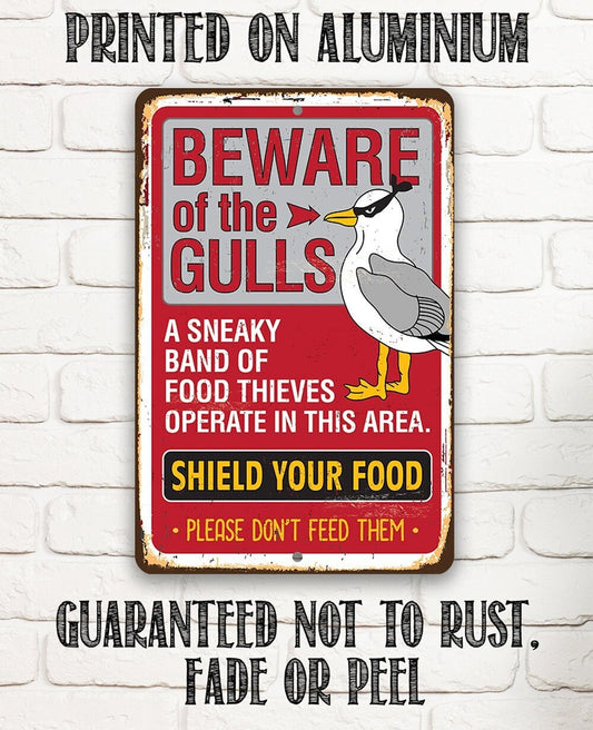 Beware of the Gulls - Metal Sign
